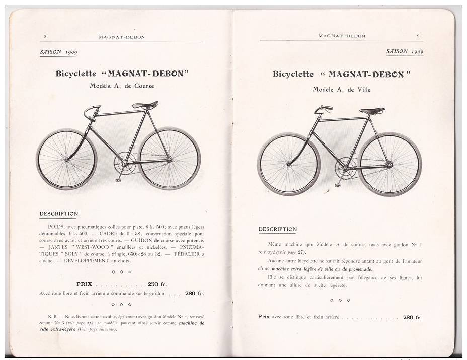 "MAGNAT-DEBON".   Cycles Et Motocycles.  Constructeurs  à Grenoble.   1909. - Advertising