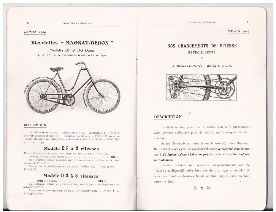 "MAGNAT-DEBON".   Cycles et Motocycles.  Constructeurs  à Grenoble.   1909.