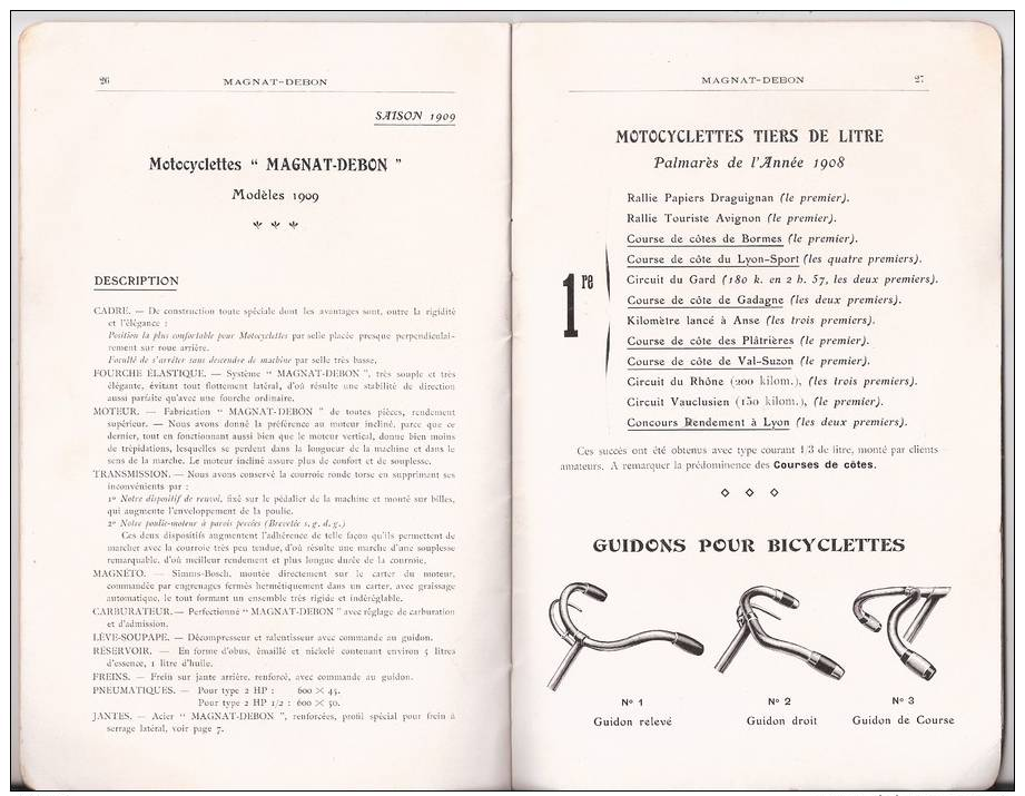 "MAGNAT-DEBON".   Cycles et Motocycles.  Constructeurs  à Grenoble.   1909.