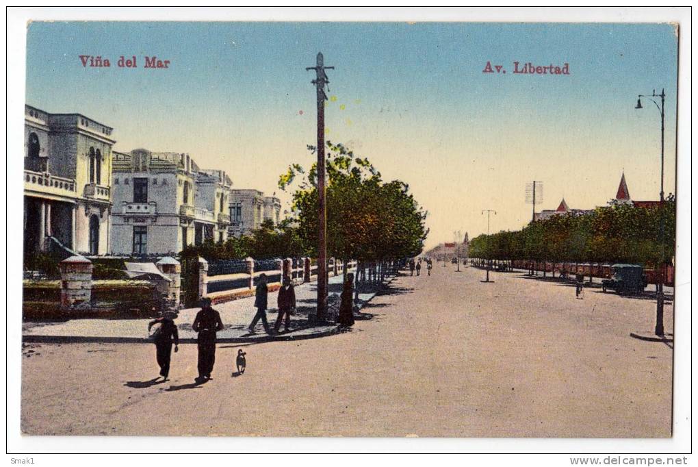 AMERICA CHILE VINA DEL MAR LIBERTY AVENUE OLD POSTCARD - Chile