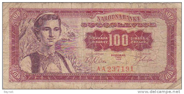 JUGOSLAVIJA  -  100 DIN.  (1963 ) , 20 DIN.  ( 2000 ) - Yougoslavie