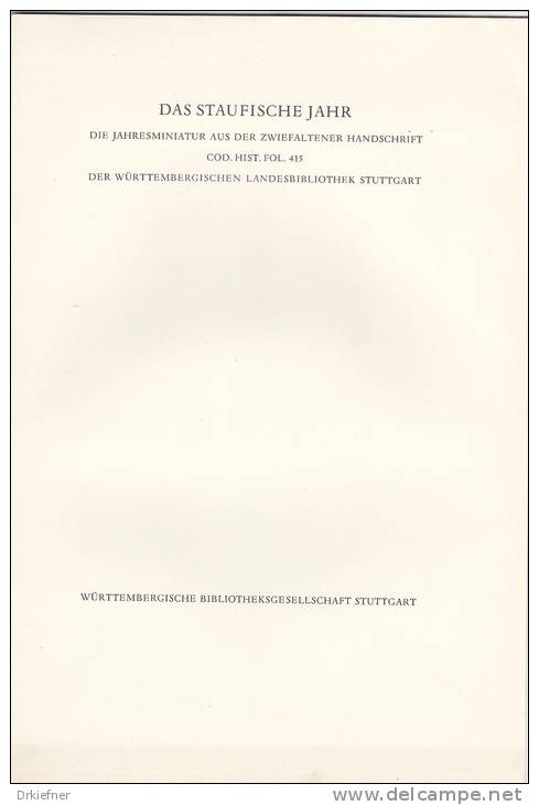 Staufische Jahresminiatur, Zwiefaltener Handschrift, Faksimile, Württ. Bibliotheksgesellschaft Stuttgart 1976 - 2. Middle Ages