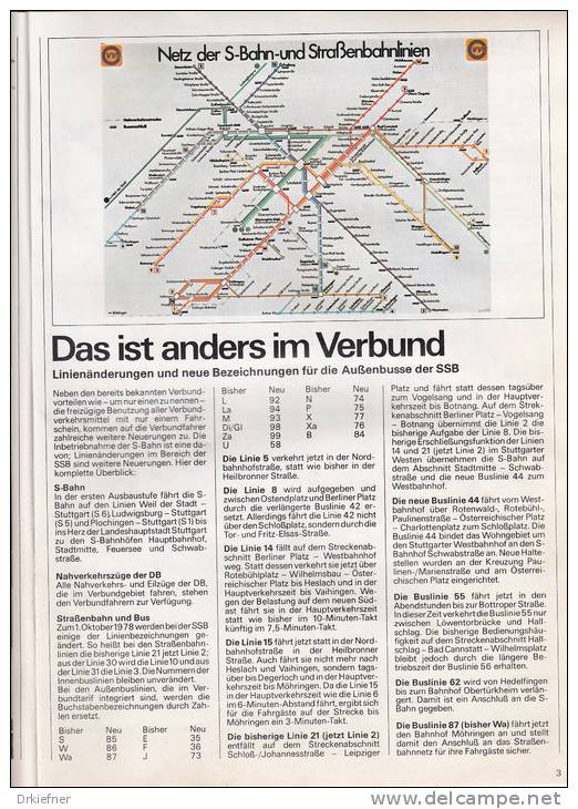 Verkehrsverbund Magazin Stuttgart, VVS, Neues Nahverkehrssystem, Fahrkartenautomaten, Nr. 3/1978 - Europe