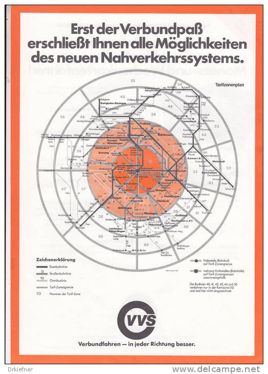 Verkehrsverbund Stuttgart, VVS, Neues Nahverkehrssystem, Tarifzonen 1978 - Europa