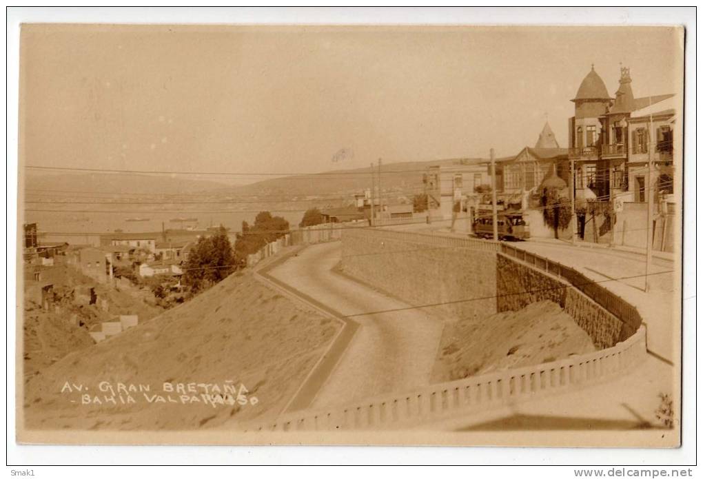 AMERICA CHILE VALPARAISO GREAT BRITAIN AVENUE THE TRAM OLD POSTCARD - Chile