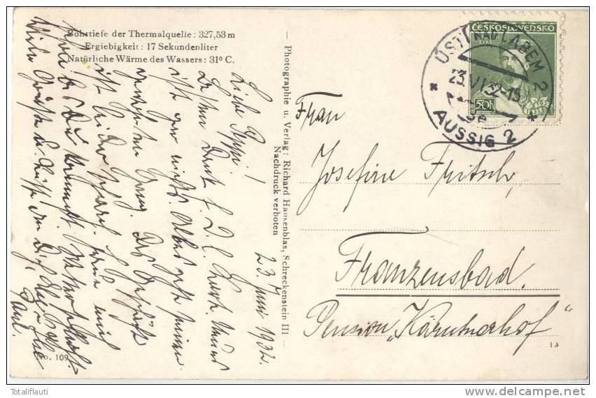 Schreckenstein Elbe Aussig Thermalbad Belebt St&#345;ekov 23.6.1932 Usti Nad Labem - Boehmen Und Maehren