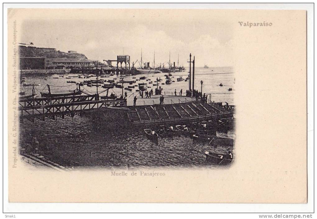 AMERICA CHILE VALPARAISO PASSENGER DOCK C. KIRSINGER & CIA. OLD POSTCARD - Chile