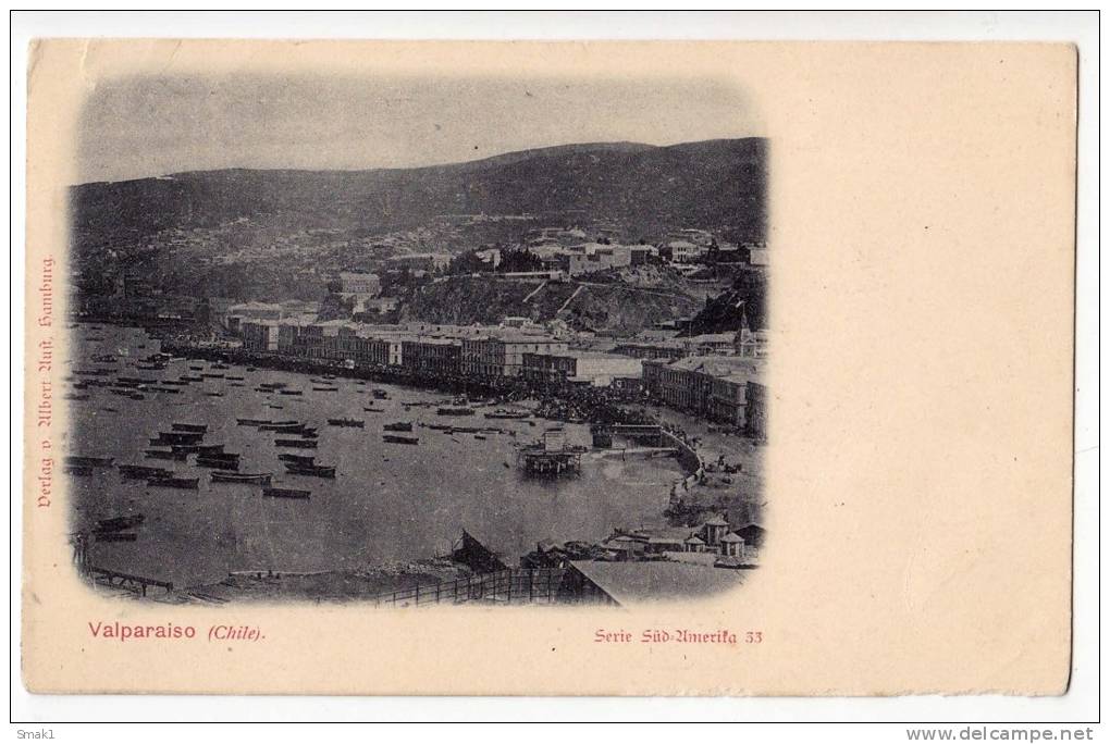 AMERICA CHILE VALPARAISO THE COAST PARTLY DAMAGED OLD POSTCARD - Chile