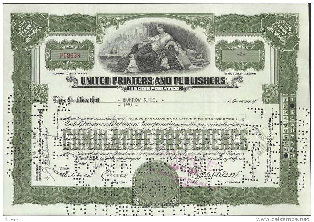 UNITED PRINTERS AND PUBLISHERS - 2 SHARES - 05.01.1942 - 2 SCANS - S - V