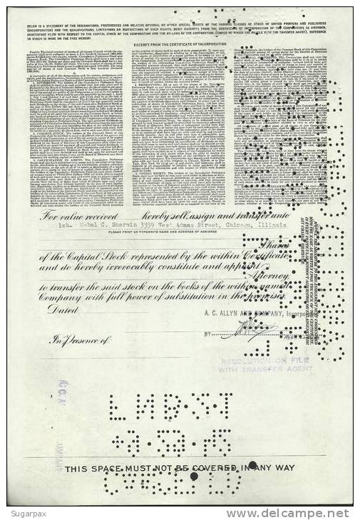 UNITED PRINTERS AND PUBLISHERS - 4 SHARES - 18.09.1942 - 2 SCANS - S - V