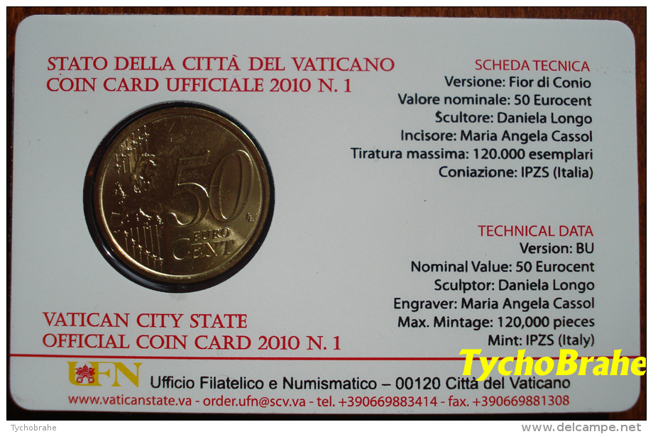 COIN CARD (50 Cent) VATICANO 2010 VATIKAN VATICAN BU - Coincard Ufficiale! N°1 - Vatican