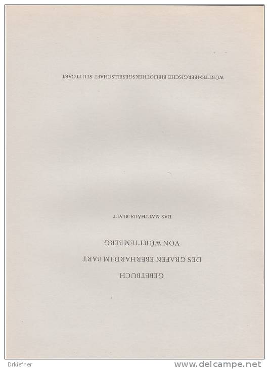 Matthäus-Blatt, Gebetbuch Des Grafen Eberhard Im Bart, Faksimile, Württ. Bibliotheksgesellschaft Stuttgart 1973 - Christendom