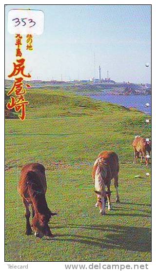 Télécarte JAPON * VACHE (353) COW * KOE * BULL * TAUREAU * KUH * PHONECARD JAPAN * TELEFONKARTE * VACA * TAURUS * - Koeien