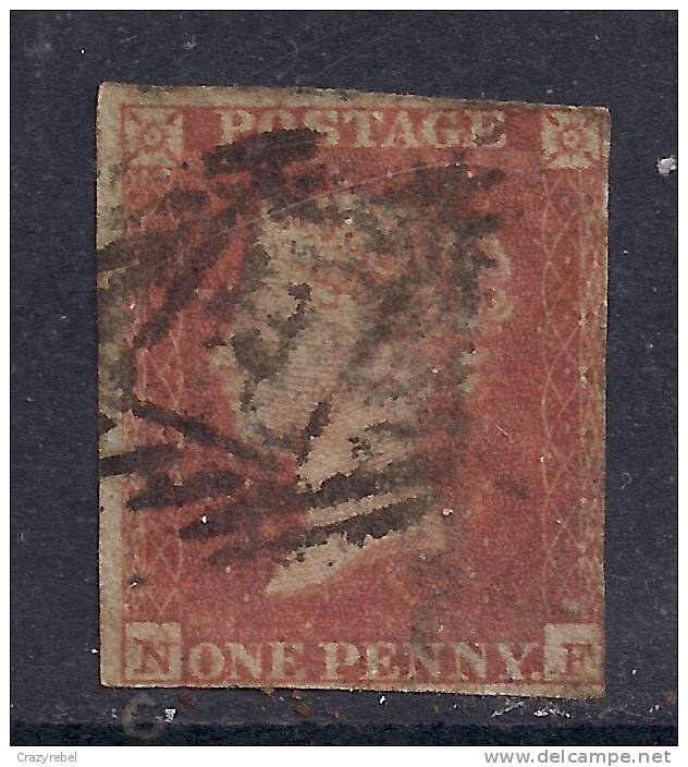 GB 1841  QV 1d PENNY RED  BLUED PAPER IMPERF USED STAMP ( N & F )...( F916 ) - Oblitérés