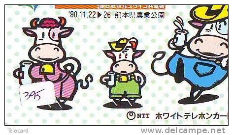 Télécarte JAPON * VACHE (395) COW * KOE * BULL * TAUREAU * KUH * PHONECARD JAPAN * TELEFONKARTE * VACA * TAURUS * - Vacas