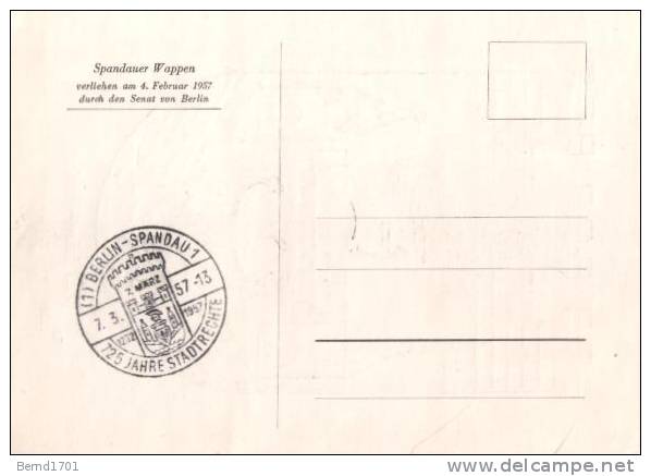 Germany / Berlin Spandau - Unbeschriftet Mit Sonderstempel 7.3.1957 (l 743a) - Spandau