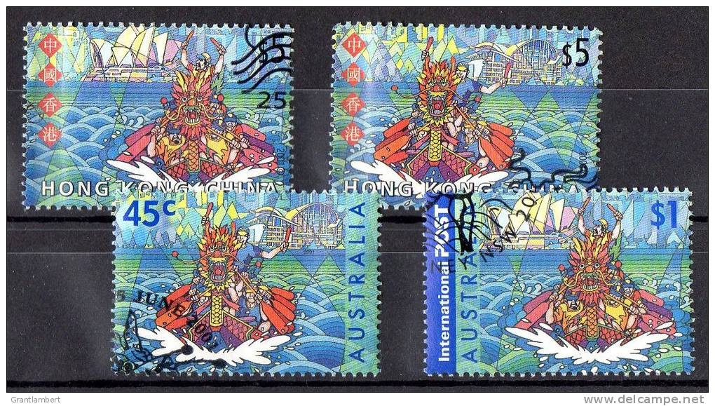 Hong Kong 2001 Dragon Boat - Australia Joint Issue - Stamps Of Both Countries Used - Other & Unclassified