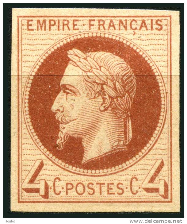 Essai Administratifs Pour La Couleur De 1869 4 C. Brun-rouge, Papier Epais, Imprimé  Recto Verso - 1863-1870 Napoléon III. Laure