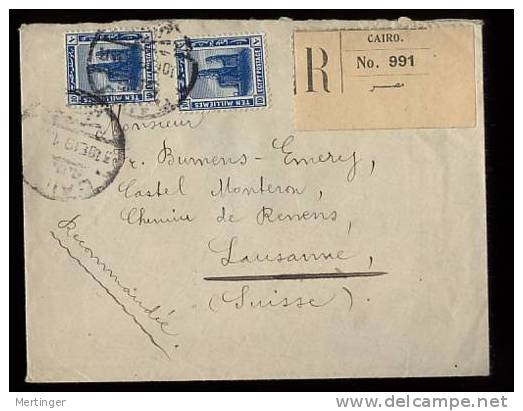 Ägypten Egypt 1920 Registered Cover To Switzerland Nice - Lettres & Documents