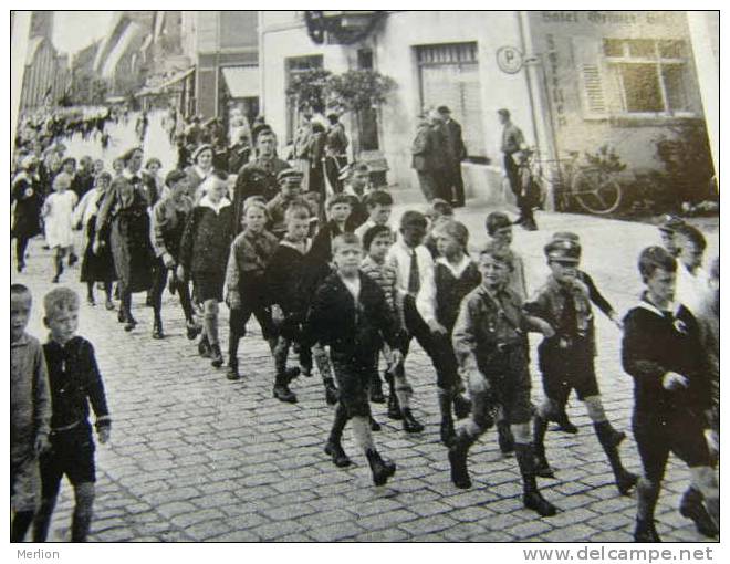 Gaggenau Murgtal -Baden  - Hotel Grüner Hof   -Children In Uniforms Marching - Flagged Houses  14.March 1936  D86126 - Gaggenau