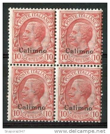 1912 Egeo (Calino) 10c. Gomma Integra** - Egée (Calino)