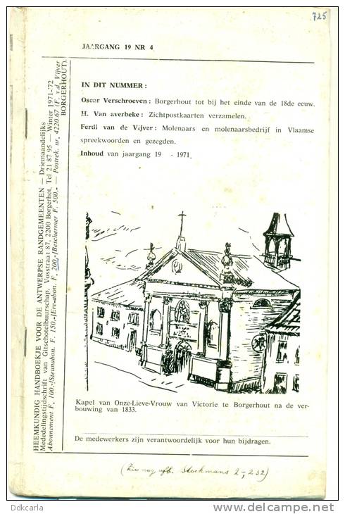 Borgerhout - Heemkundig Handboekje 1971-72 - Kapel Van O.-L.-Vrouw Van Victorie Te Borgerhout Na De Verbouwing Van 1833 - History