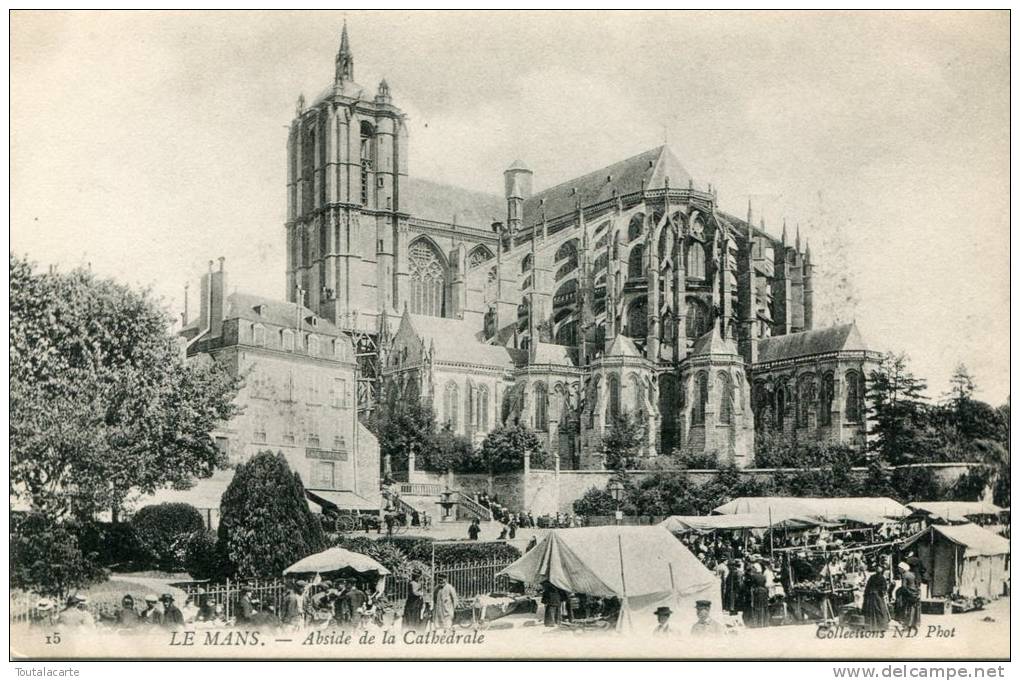 CPA 72 LE MANS ABSIDE DE LA CATHEDRALE Animée - Le Mans