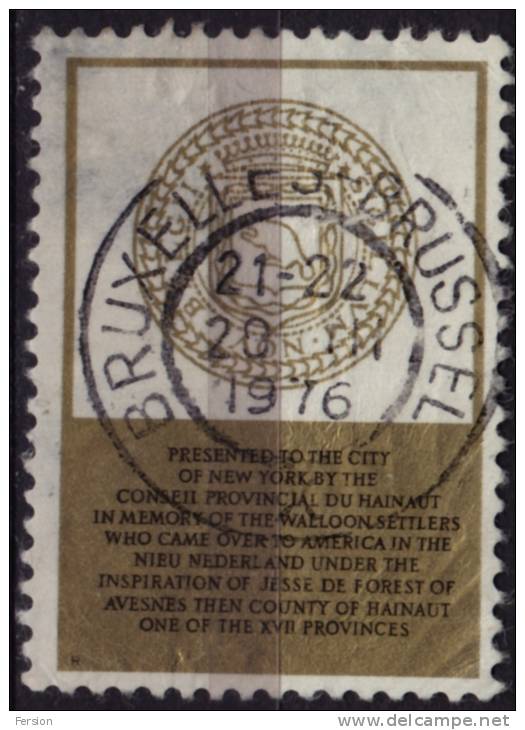 1976 Belgium - Vallon Settlers Memorial / New York - LABEL / Cinderella - Personalisierte Briefmarken