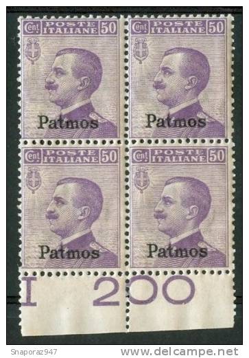 1912 Egeo (Patmo) 50c. Gomma Integra** - Egée (Patmo)