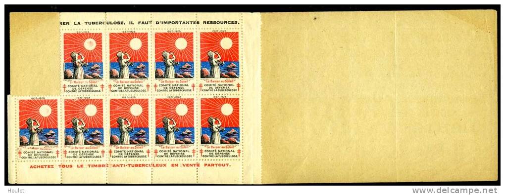 Unkomplettes Markenheftchen Mit 9  Briefmarken  Aus Dem Jahr 1927/28  **  Comité National De Défense Contre La Tuberculo - Commémoratifs