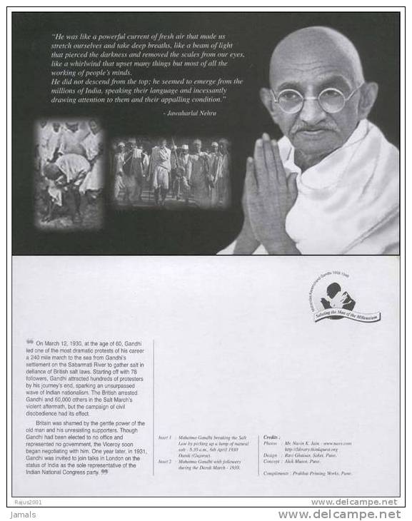 Mahatma Gandhi, Dandi March, Gandhi's Defiance Of Salt Tax Law, Quotes From Nehru, Viewcard, India - Mahatma Gandhi