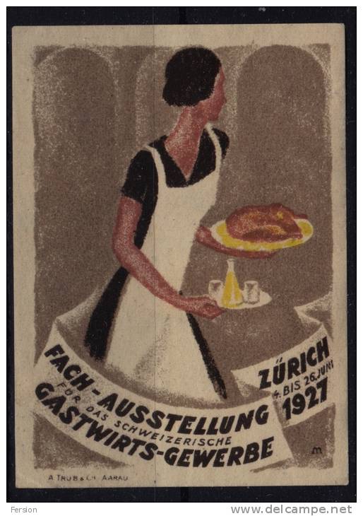 1927 - Restaurants Fair / Exhibition - Zürich Switzerland - LABEL CINDERELLA (food, Dring Chicken) - Altri & Non Classificati