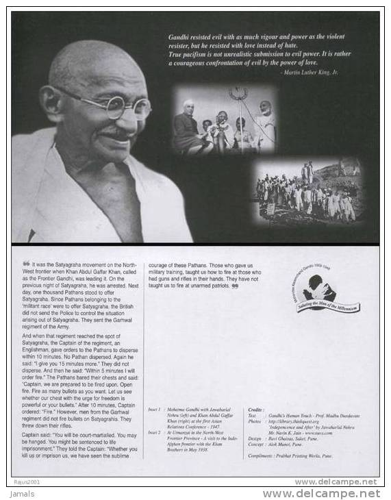 Mahatma Gandhi With Nehru And Khan Abdul Ghaffar Khan, Quotes From Martin Luther King Nobel Prize Winner Viewcard, India - Mahatma Gandhi