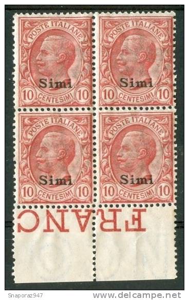 1912 Egeo (Simi) 10c. Gomma Integra** - Ägäis (Simi)