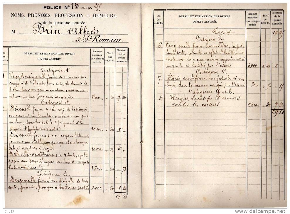 SAINT ROMAIN DE BENET/SAUJON/ARDT DE SAINTES /LIVRET CAISSE ASSURANCES AGRICOLES EDITE EN  1928 - Banque & Assurance