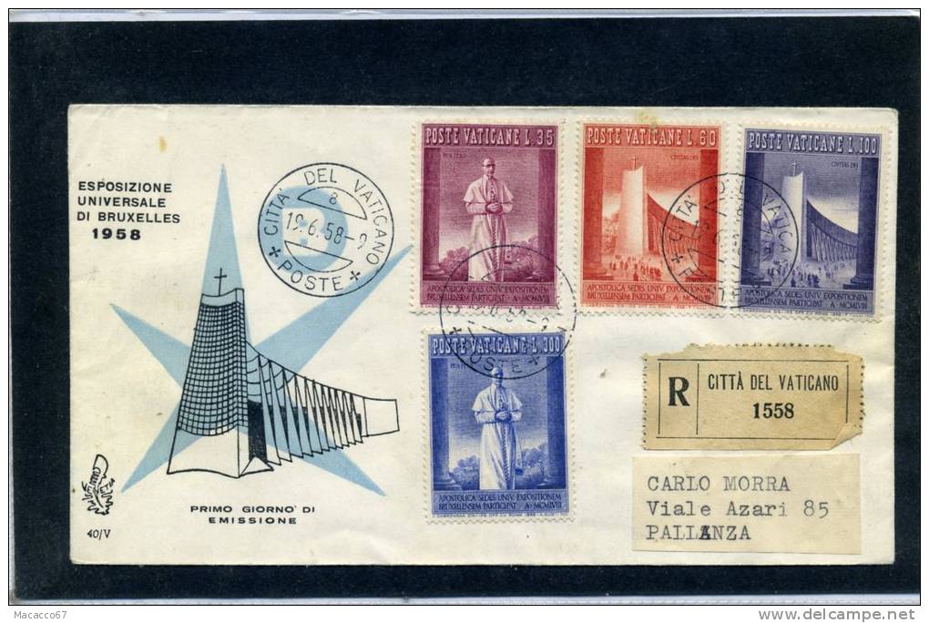 Vaticano - Fdc Venetia 1958 - Expo Bruxelles - FDC