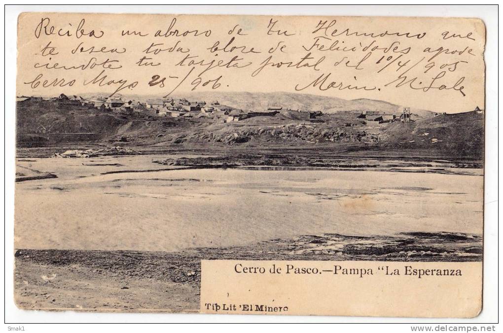 AMERICA PERU HILL DE PASCO PAMPAS THE HOPE OLD POSTCARD 1906. WITHOUT STAMP - Peru