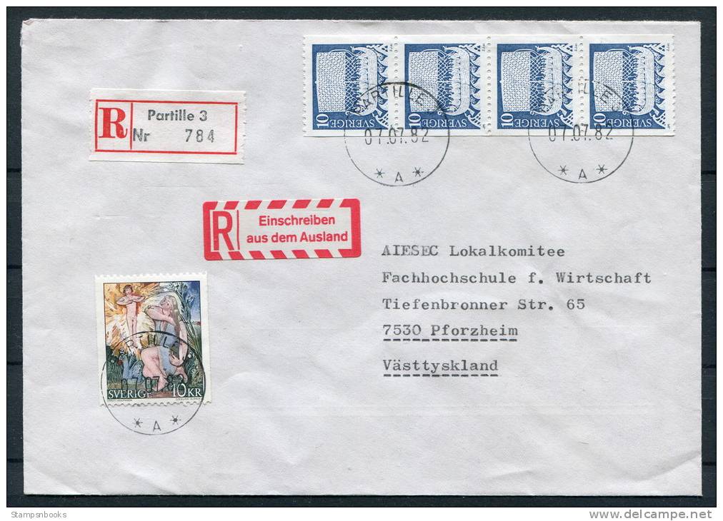 1982 Sweden Registered Partille Cover To Germany - Einschreiben Aus Dem Ausland - Briefe U. Dokumente