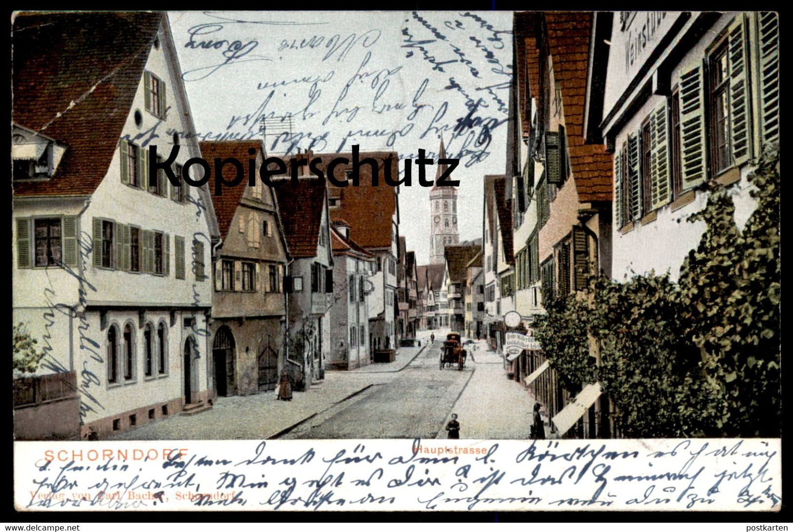 ALTE POSTKARTE SCHORNDORF 1904 HAUPTSTRASSE Uhr Gold Goldschmiede-Arbeit Weinstube Postcard Cpa Ansichtskarte - Schorndorf