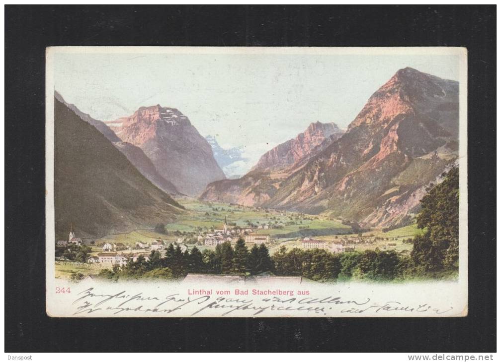 Schweiz AK Linthal Vom Bad Stachelberg 1901 - Linthal