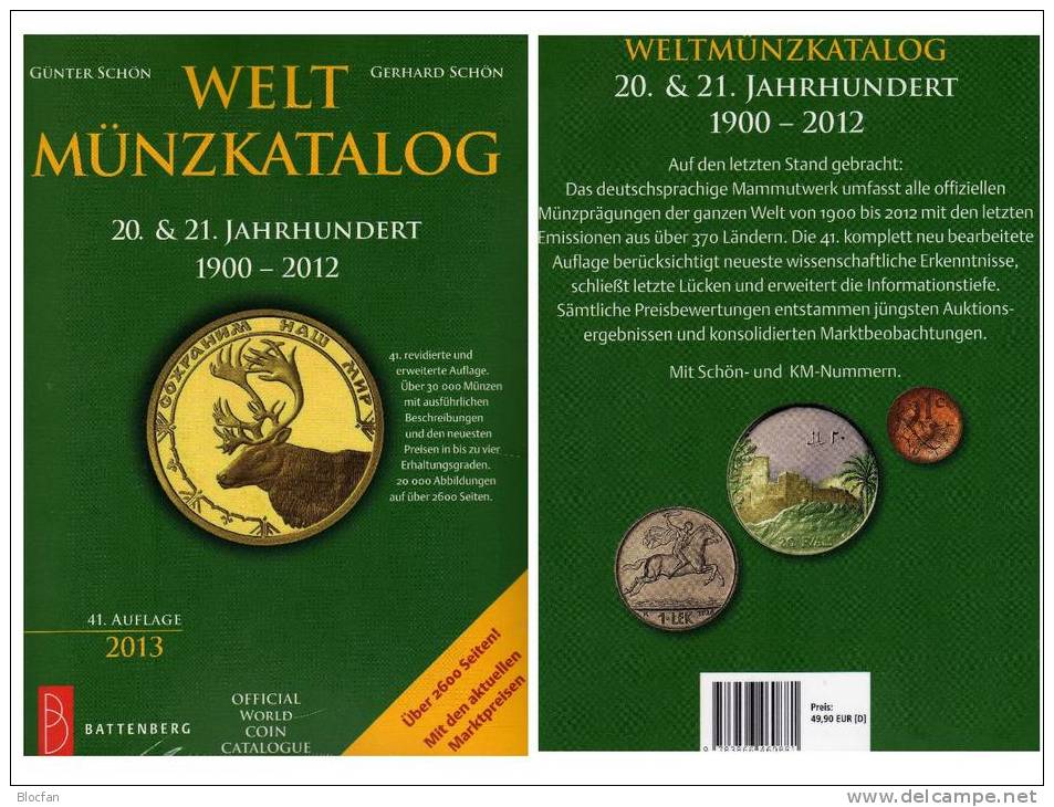 Welt-Münzkatalog Schön 2013 Neu 50€ Münzen 20./21.Jahrhundert A-Z Battenberg Verlag Europa Amerika Afrika Asien Ozeanien - Handbooks