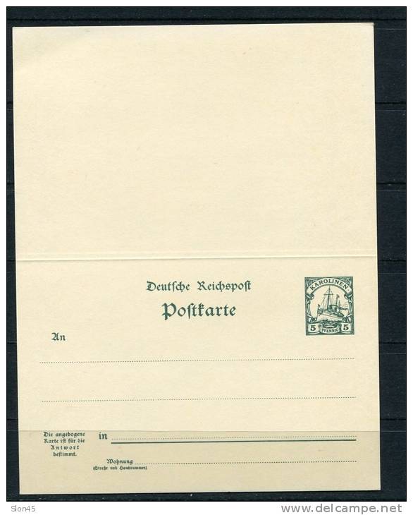 Germany Empire: Colony:Caroline 1901-7 Two PSC Unused With Response Card - Carolinen