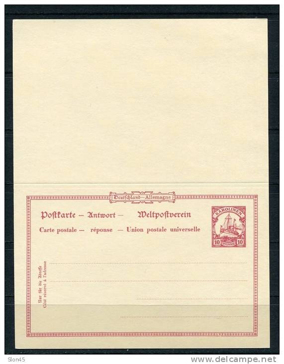 Germany Empire: Colony:Caroline 1901-7 Two PSC Unused With Response Card - Caroline Islands