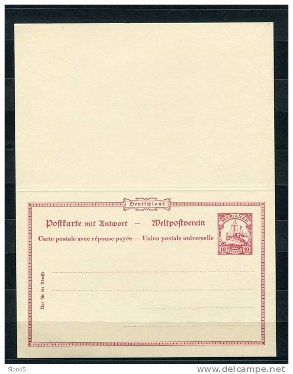 Germany Empire: Colony:Mariana Islands 1900-19 Two PSC Unused With Response Card - Mariana Islands