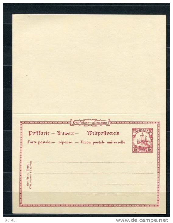 Germany Empire: Colony:Mariana Islands 1900-19 Two PSC Unused With Response Card - Mariana Islands
