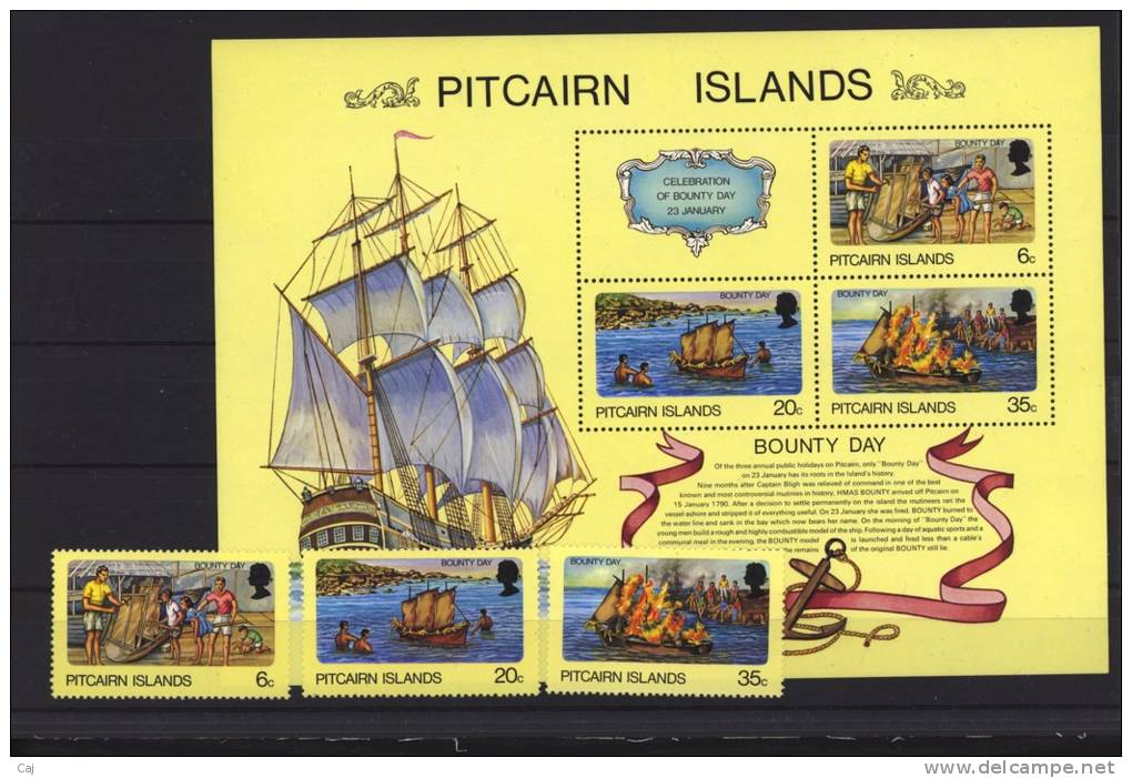 Pitcairn  -  1978  :  Yv  172-74  +  Bl  3  **      Bateau - Boat - Pitcairn Islands