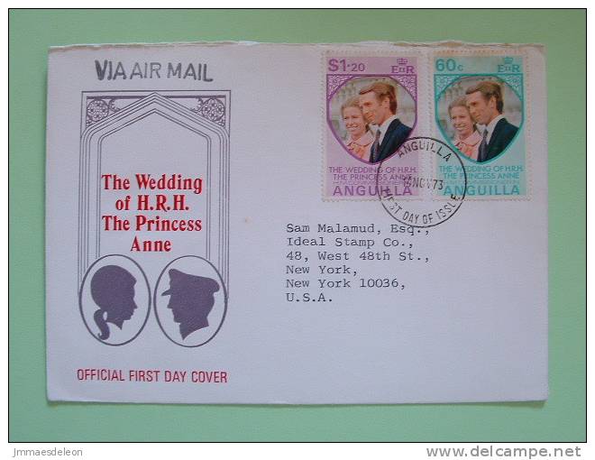 Anguilla 1973 FDC Cover To USA - Wedding Of Princess Anne - Anguilla (1968-...)