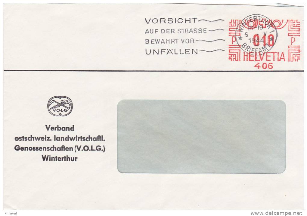 Affranchissement Mécanique Firme VOLG, Winterthur - 5.V.1944 - Affranchissements Mécaniques