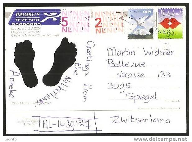 LA REUNION Plage De Grande Anse Two Holes Feets Peids Füsse Stamps Nederland 2012 - Riunione