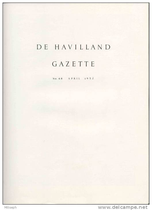 DE HAVILLAND GAZETTE - N° 68 - April 1952 - QUEEN ELISABETH II - KING GEORGE VI - Avion COMET - Etc     (2875) - Fliegerei